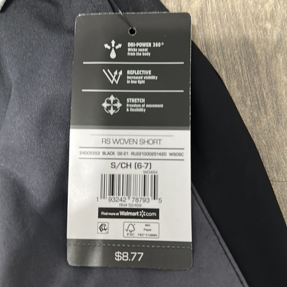 Russell boys short, size 6/7. Gray/black. Drawstring front, elastic waste. - Picture 2 of 6